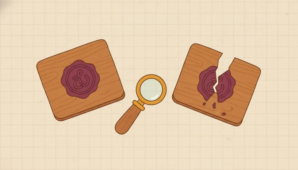 How to Buy a Hardware Wallet Safely (and Spot a Tampered One) - illustration: a warm wooden parcel with an intact mulberry wax seal beside an identical parcel w